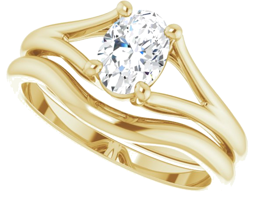 Sužadėtuvių Žiedas „Split Shank“ 585 Geltonojo Aukso Oval 7mm x 5mm (10)