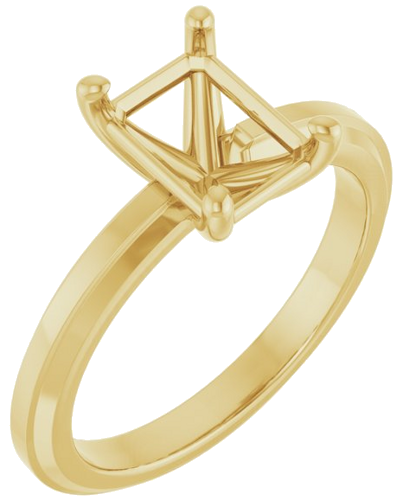 14K Yellow 8x6 mm Emerald Solitaire Engagement Ring Mounting (1)