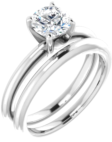 14K White  6 mm Round Solitaire Engagement Ring Mounting (6)