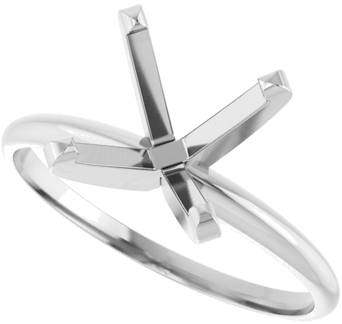 14K White 6.5 x 6.5 mm Square Ultra-Lightweight Solitaire Engagement Ring Mounting (5)