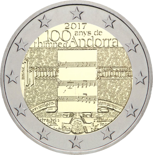 2017 Andora Nacionaliniam himnui 100 metų 2 eurų moneta (3)