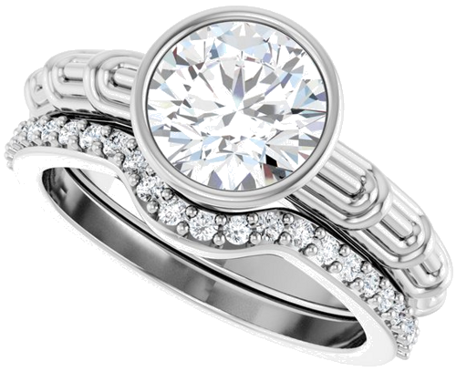 Sužadėtuvių Žiedas „Solitaire“ 585 Baltojo Aukso Round 8mm (10)