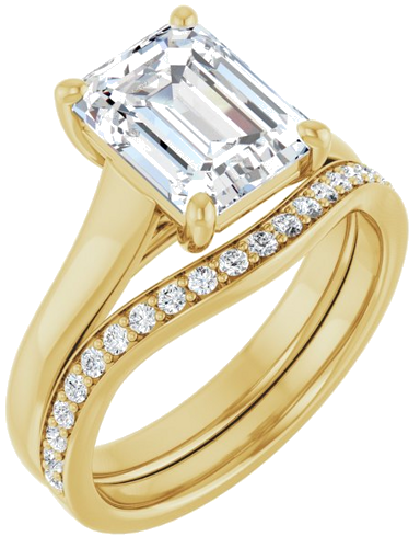 14K Yellow 9x7 mm Emerald Solitaire Engagement Ring Mounting (6)