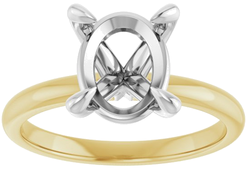 Sužadėtuvių Žiedas „Solitaire“ 585 Baltojo Ir Geltonojo Aukso Oval 10mm x 8mm (3)