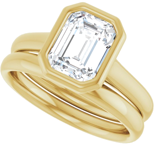 14K Yellow  8x6 mm Emerald Solitaire Engagement Ring Mounting (10)