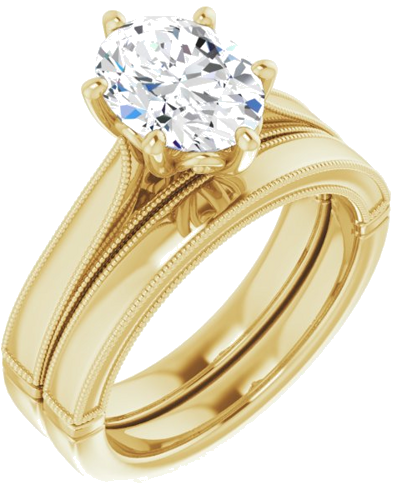 Sužadėtuvių Žiedas „Solitaire“ 585 Geltonojo Aukso Oval 9mm x 7mm (6)