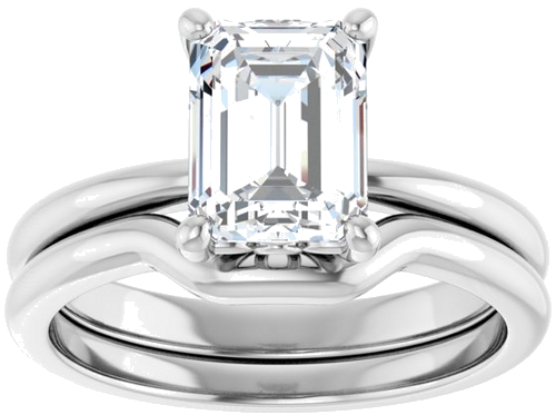 14K White 8x6 mm Emerald Solitaire Engagement Ring Mounting (8)