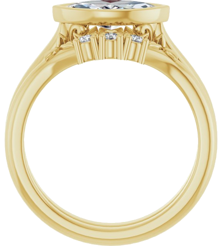 Sužadėtuvių Žiedas „Bezel-Set“ 585 Geltonojo Aukso Marquise 10mm x 5mm (7)