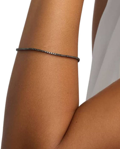 Tennis bracelet adorned with 6.2 ct natural round-cut black diamonds F/G-VS/SI (4)