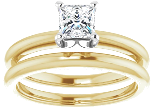 14K Yellow   White  4.5x4.5 mm Square Solitaire Engagement Ring Mounting (8)