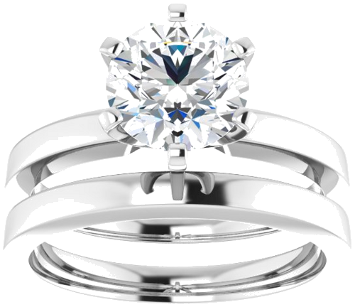 Sužadėtuvių Žiedas „Solitaire“ 585 Baltojo Aukso Round 7.4mm (8)