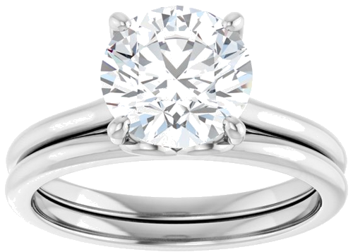 14K White  8 mm Round Solitaire Engagement Ring Mounting (8)