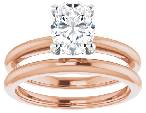 14K Rose   White  8x6 mm Oval Solitaire Engagement Ring Mounting (8)