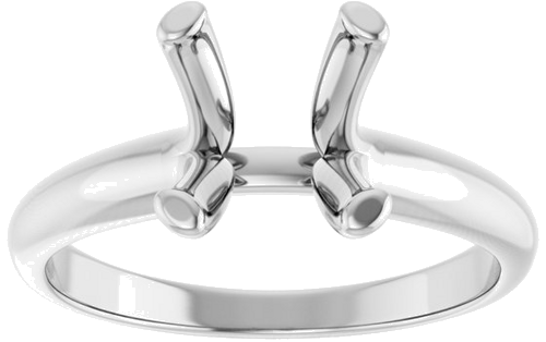 14K White 10x8 mm Oval Solitaire Engagement Ring Mounting (3)