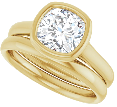 Sužadėtuvių Žiedas „Bezel-Set Solitaire“ 585 Geltonojo Aukso Cushion 7mm (10)