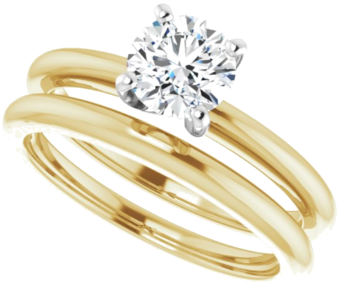 14K Yellow   White  5.8 mm Round Solitaire Engagement Ring Mounting (10)