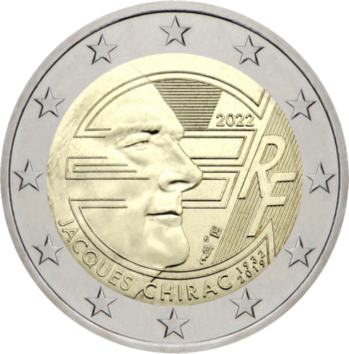 2022 Prancūzija Jacques Chirac 2 eurų moneta (1)