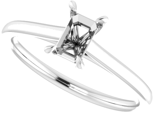 14K White  6x4 mm Emerald Solitaire Engagement Ring Mounting (5)