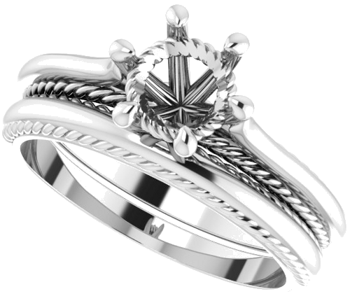14K White 6.5 mm Round Solitaire Engagement Ring Mounting (10)
