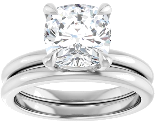 14K White 8x8 mm Cushion Solitaire Engagement Ring Mounting (8)