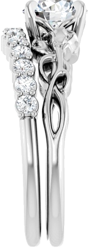 14K White 6.5 mm Round Nature-Inspired Engagement Ring Mounting (9)