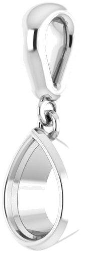 Pakabukas „Bezel-Set“ 585 Baltojo Aukso Pear Shape 7mm x 5mm (2)