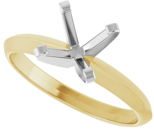 14K Yellow White 7 mm Round Solitaire Engagement Ring Mounting (5)