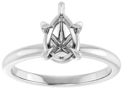 14K White 9x6 mm Pear Solitaire Engagement Ring Mounting (3)