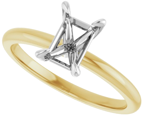 14K Yellow White 7 x 5 mm Emerald Engagement Ring Mounting (5)