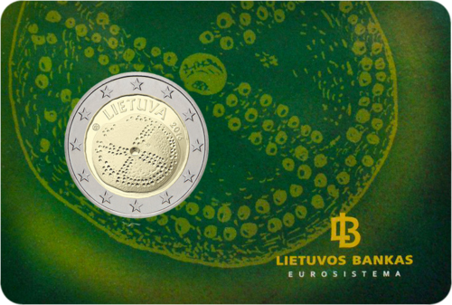 2016 Литва, Балтийска култура, монета с номинал 2 евро върху карта (1)