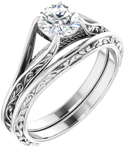 Sužadėtuvių Žiedas „Solitaire“ 585 Baltojo Aukso Round 5.8mm (6)