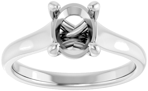 14K White 8x6 mm Oval Solitaire Engagement Ring Mounting (3)