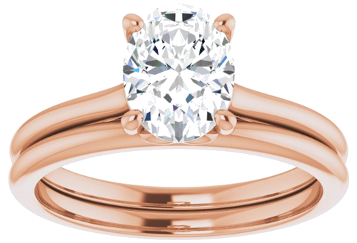 Sužadėtuvių Žiedas „Solitaire“ 585 Rožinis Aukso Oval 8mm x 6mm (8)