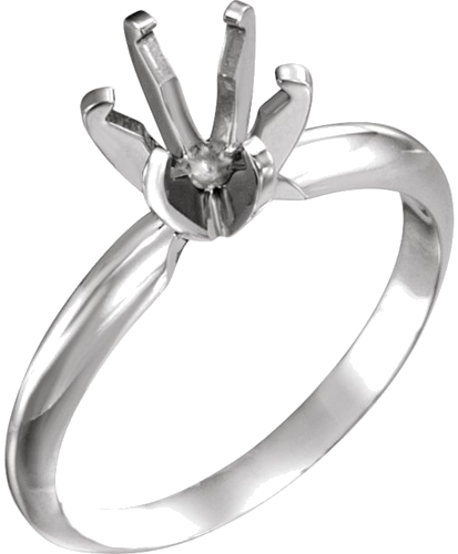 14K White 6-6.6 mm Round Pre-Notched 6-Prong Solitaire Ring Mounting (1)