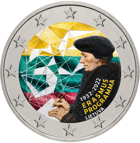 2022 Литва Монета от 2 евро 35 години Еразъм (1)