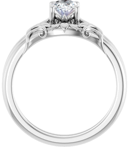 14K White  7x5 mm Oval Solitaire Engagement Ring Mounting (7)
