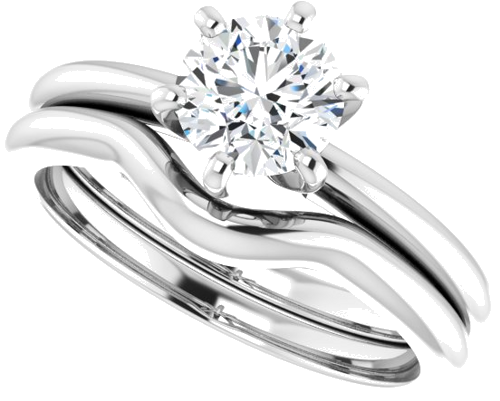 Sužadėtuvių Žiedas „Solitaire“ 585 Baltojo Aukso Round 6mm (10)