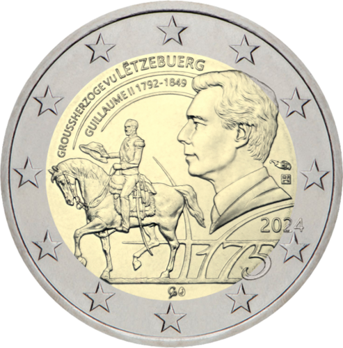 2024 Liuksemburgas Guillaume II 2 eurų moneta (1)