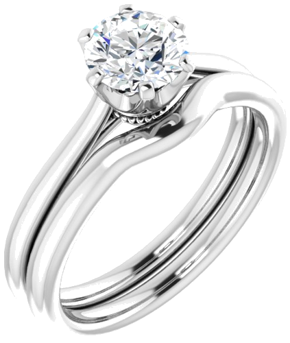 Sužadėtuvių Žiedas „Solitaire“ 585 Baltojo Aukso Round 6mm (6)