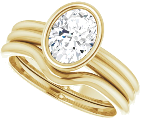 Sužadėtuvių Žiedas „Bezel-Set Solitaire“ 14k yellow gold Oval 8mm x 6mm (10)