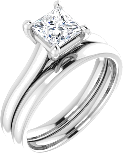 Sužadėtuvių Žiedas „Solitaire“ 585 Baltojo Aukso Square 5.5mm (6)