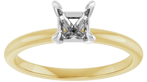 14K Yellow White 5 x 5 mm Asscher Engagement Ring Mounting (3)