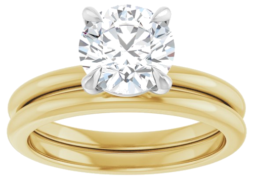 14K Yellow White 7.4 mm Round Solitaire Engagement Ring Mounting (7)