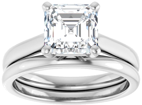 Sužadėtuvių Žiedas 14k white gold Asscher 7mm (8)