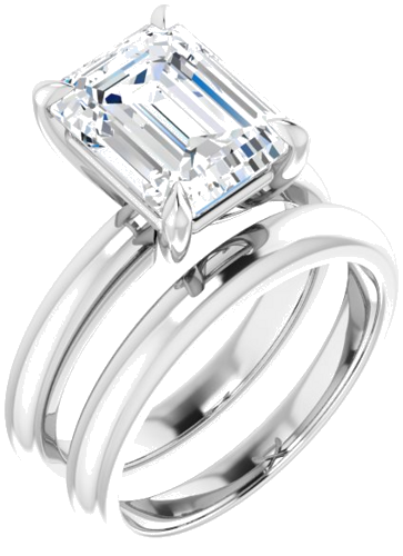 Sužadėtuvių Žiedas „Solitaire“ 585 Baltojo Aukso Emerald 10mm x 8mm (6)