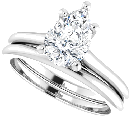 14K White 9x6 mm Pear Solitaire Engagement Ring Mounting (10)