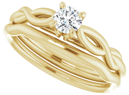 Sužadėtuvių Žiedas „Solitaire“ 585 Geltonojo Aukso Round 4.1mm (10)