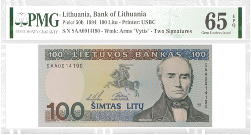 2000 Lietuva 500 litu banknote PCGS GEM UNC 66 (1)