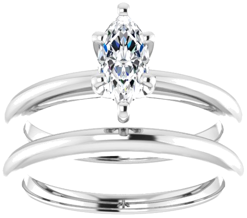 14K White  8x4 mm Marquise Solitaire Engagement Ring Mounting (8)