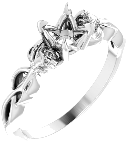 Sužadėtuvių Žiedas „Nature-Inspired“ 585 Baltojo Aukso Round 5.8mm (1)